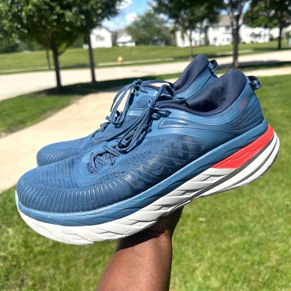 Hoka‎ Bondi 7 Men's Athletic Shoes Size 12.5 Blue Teal Running Shoes